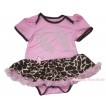 Light Pink Baby Bodysuit Giraffe Light Pink Pettiskirt & Sparkle Rhinestone Foot Print JS4574